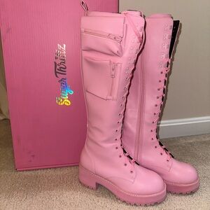 Sugar Thrillz Pink Over the Knee Boots